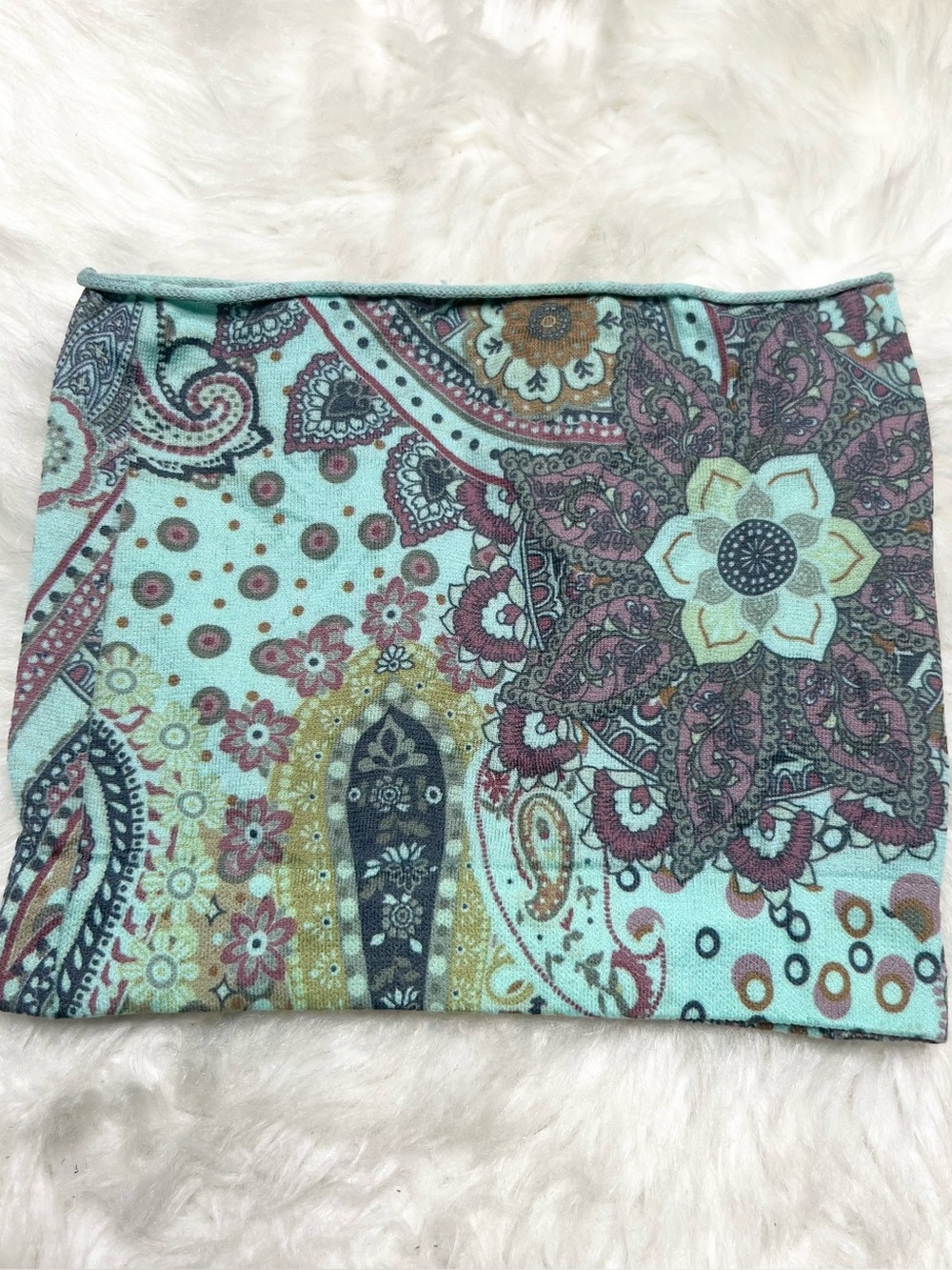 Floral Paisley Mint Stretch Infinity Headband Festival Hair Wrap